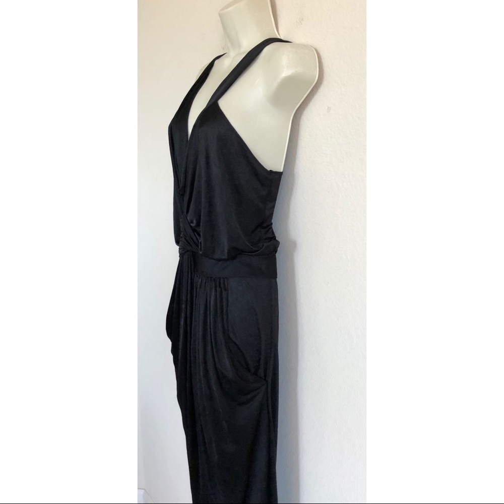 BCBG MAXAZRIA RUNWAY Black Draped Front Jumpsuit - Picture 5 of 8